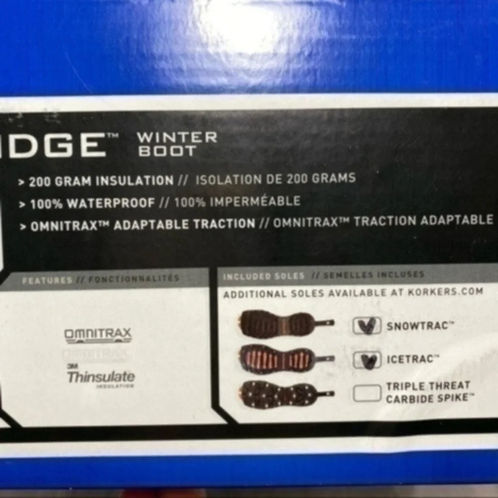 New Korkers Snowmageddon Boots size 9.5 color Black/Gray